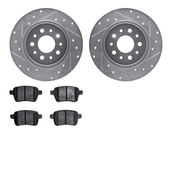 7502-07003, Rotors-Drilled and Slotted-Silver with 5000 Advanced Brake Pads, Zinc Coated